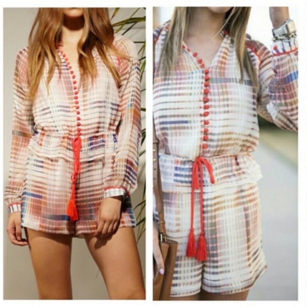 Ombré Square Gridded Romper Adelyn Rae Plaid - Picture 2 of 7